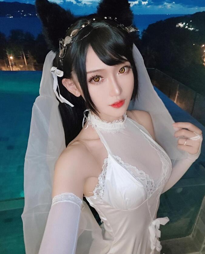 腐团儿Ikaros新娘婚纱泳装性感写真图片 原来身材这么好的